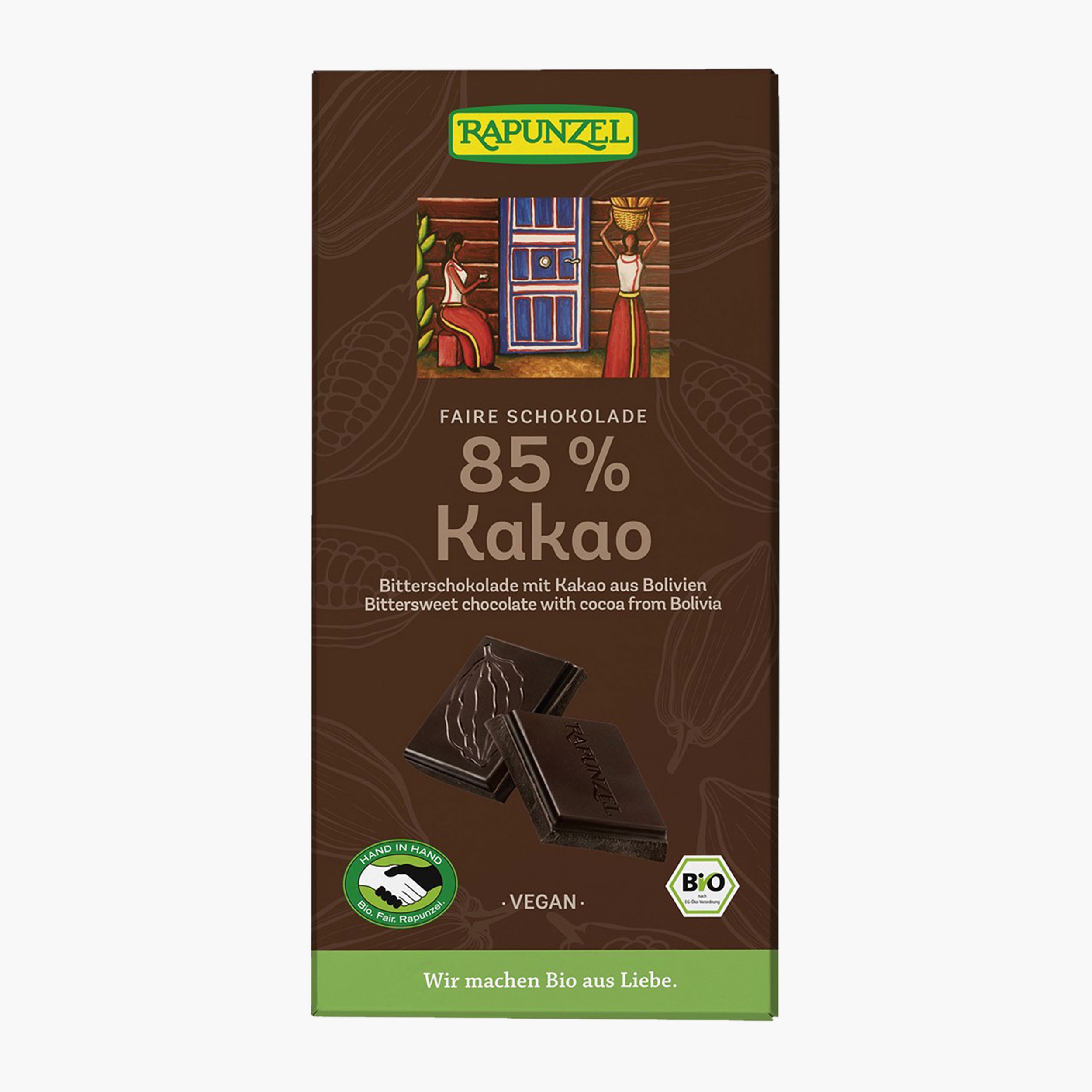 Ciocolată amăruie eco vegană cu 90% cacao și zahăr de cocos, 80g