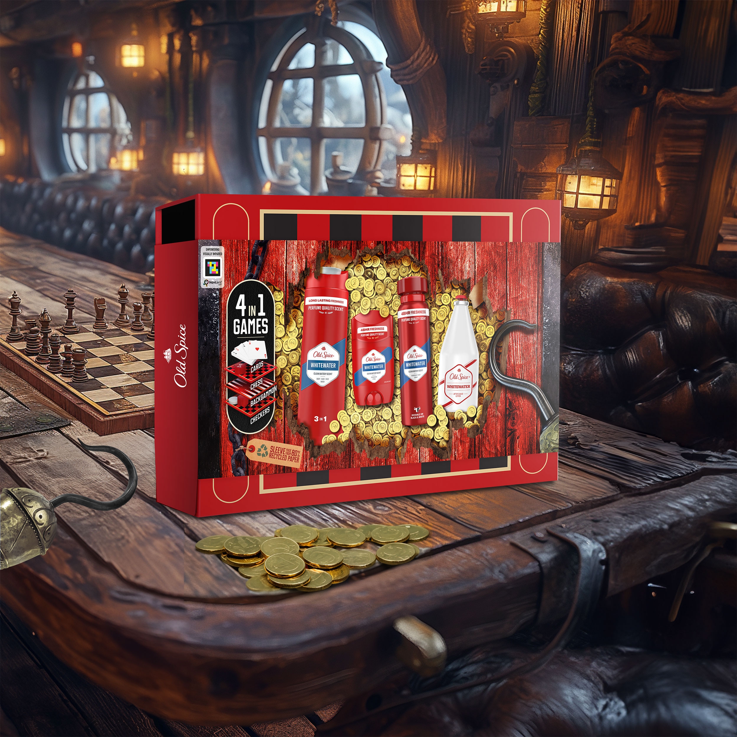 Set cadou Gamebox Pirate Whitewater: gel de duș 250ml + deodorant