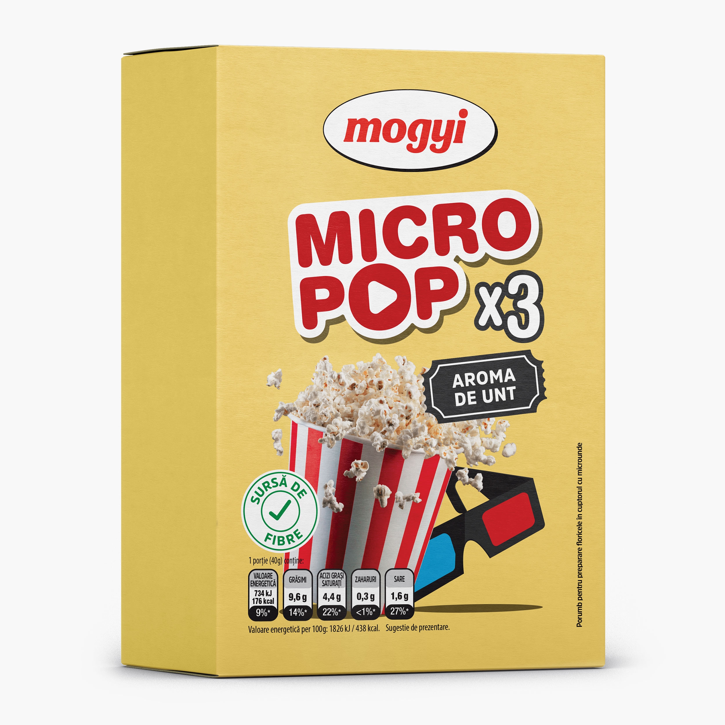 Popcorn cu unt pentru cuptorul cu microunde 3x80g - Prospețime și