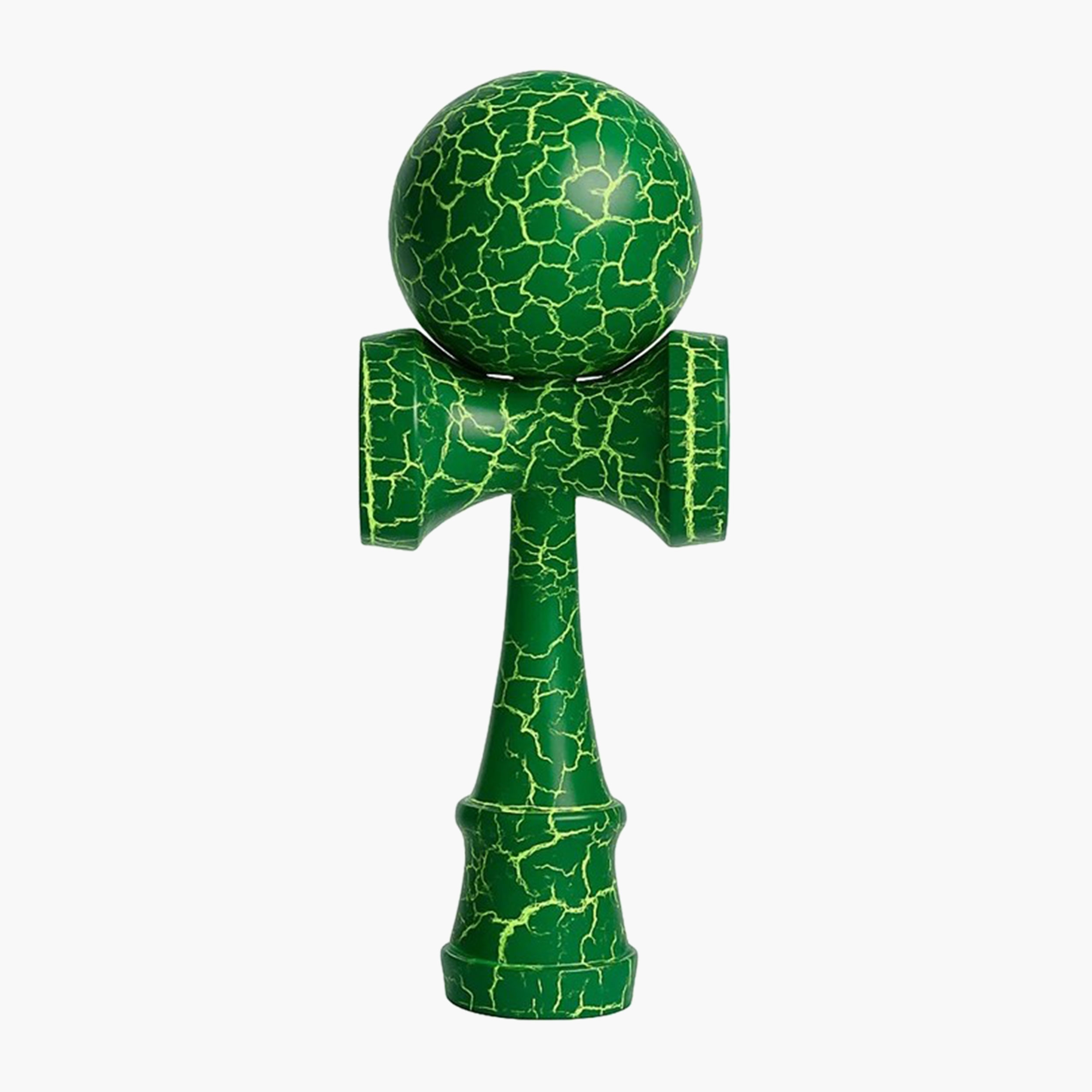 Jucărie de lemn Kendama Crack, 18cm, verde - Prospețime și