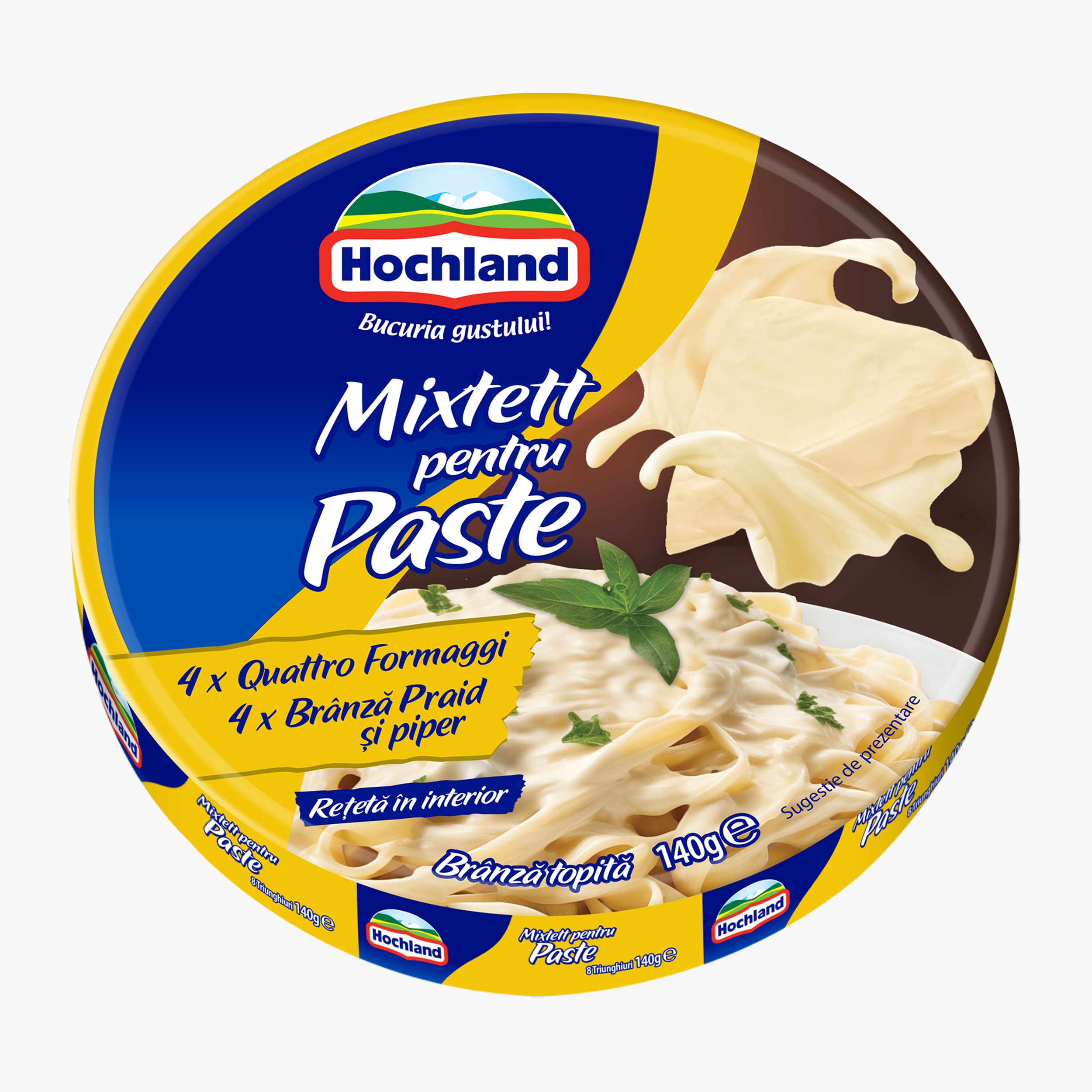 Brânză topită triunghiuri Mixtett pentru paste 140g - Prospețime