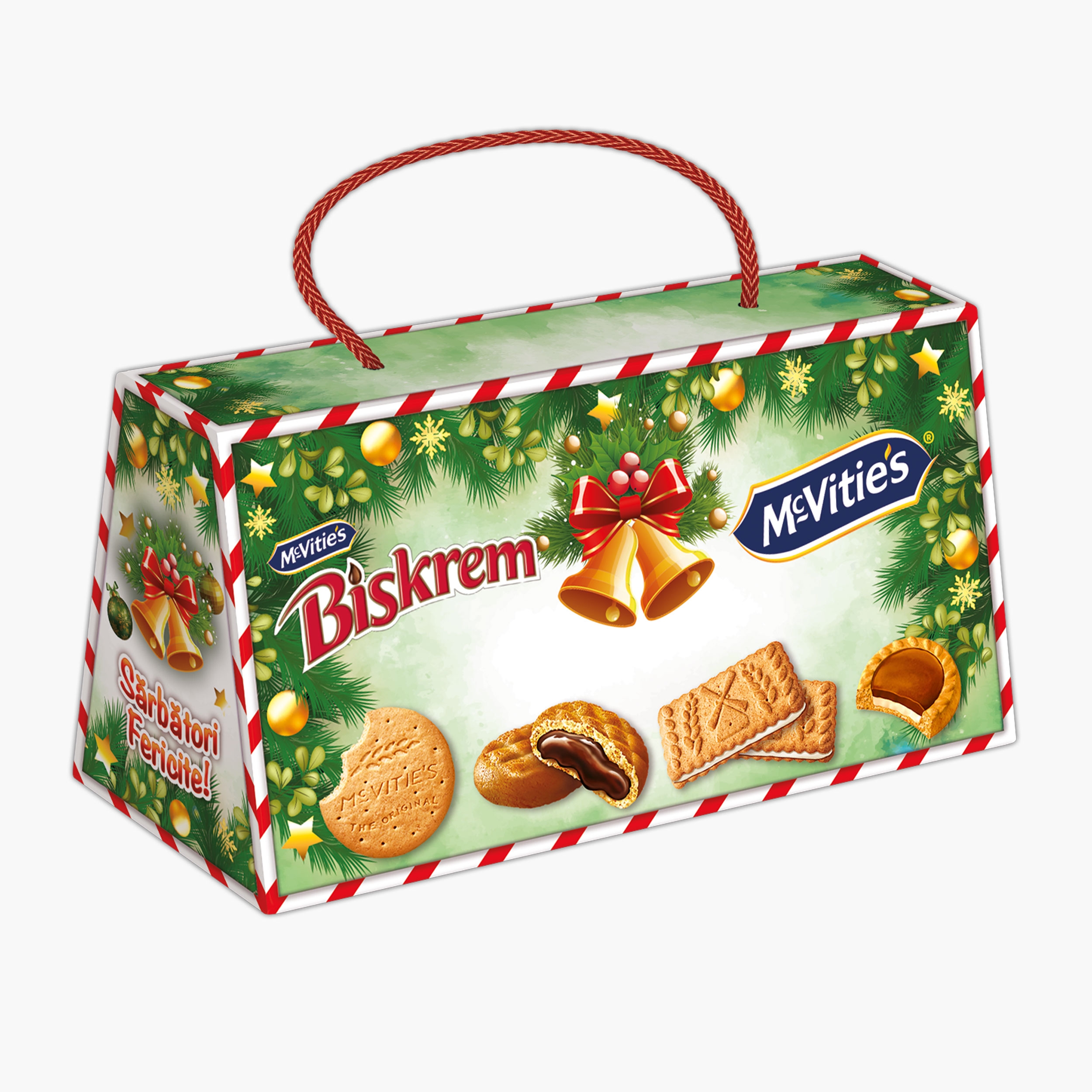 Poșetă de Crăciun cu biscuiți 349g - Prospețime și varietate