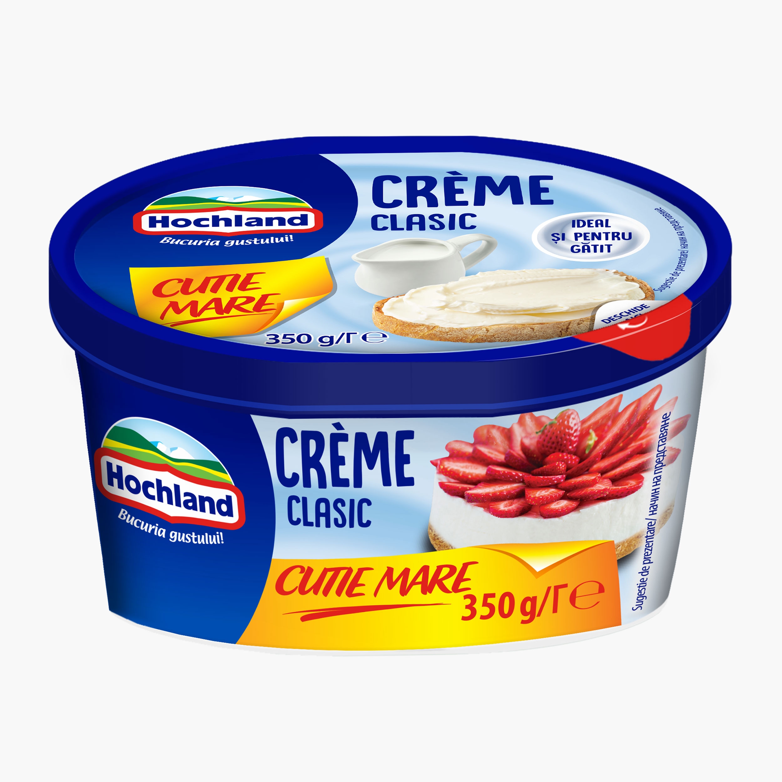 Cremă de brânză proaspătă Clasic, cutie mare 350g - Prospețime și
