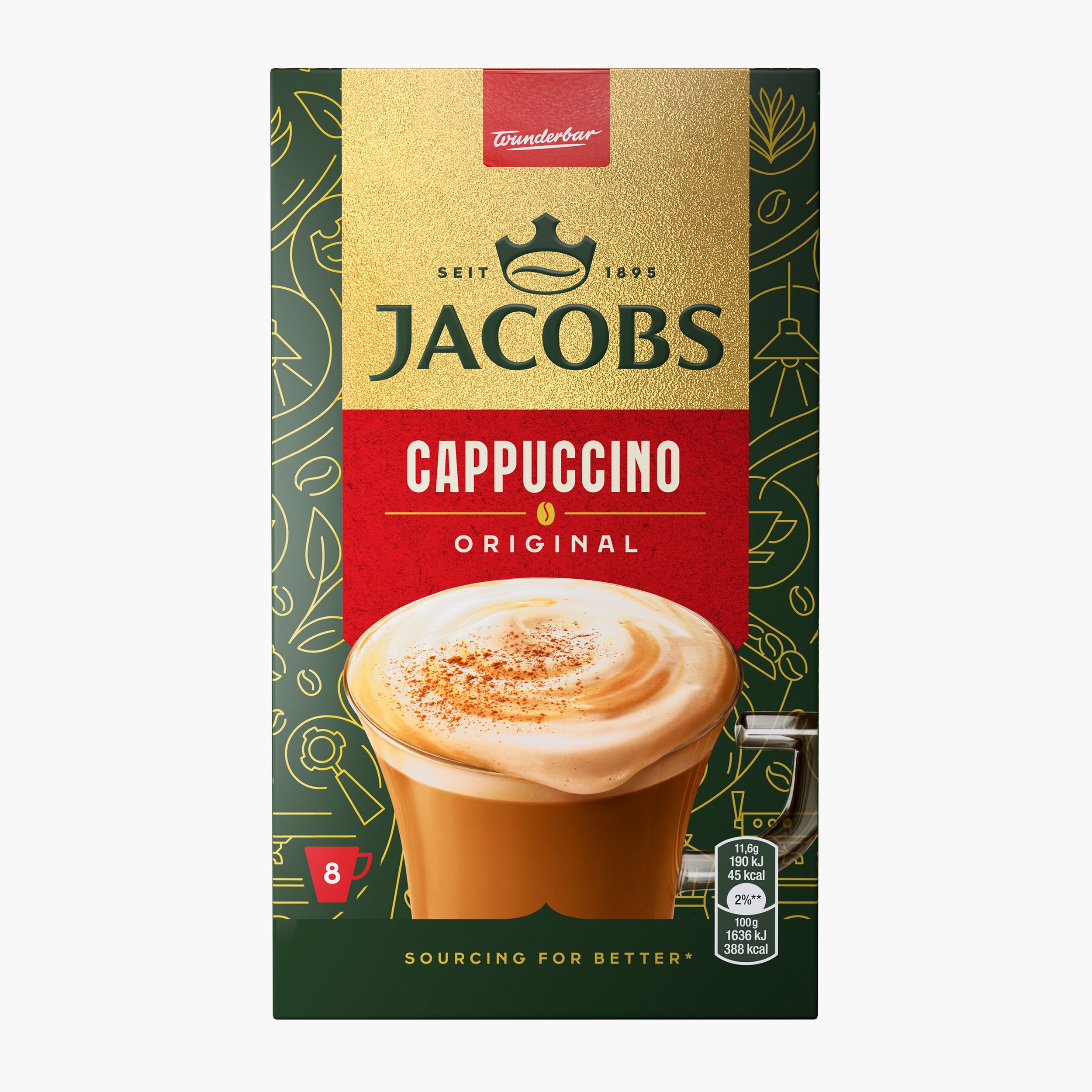 Cappuccino hazelnut plicuri 8x15g, cafea instant - Prospețime și