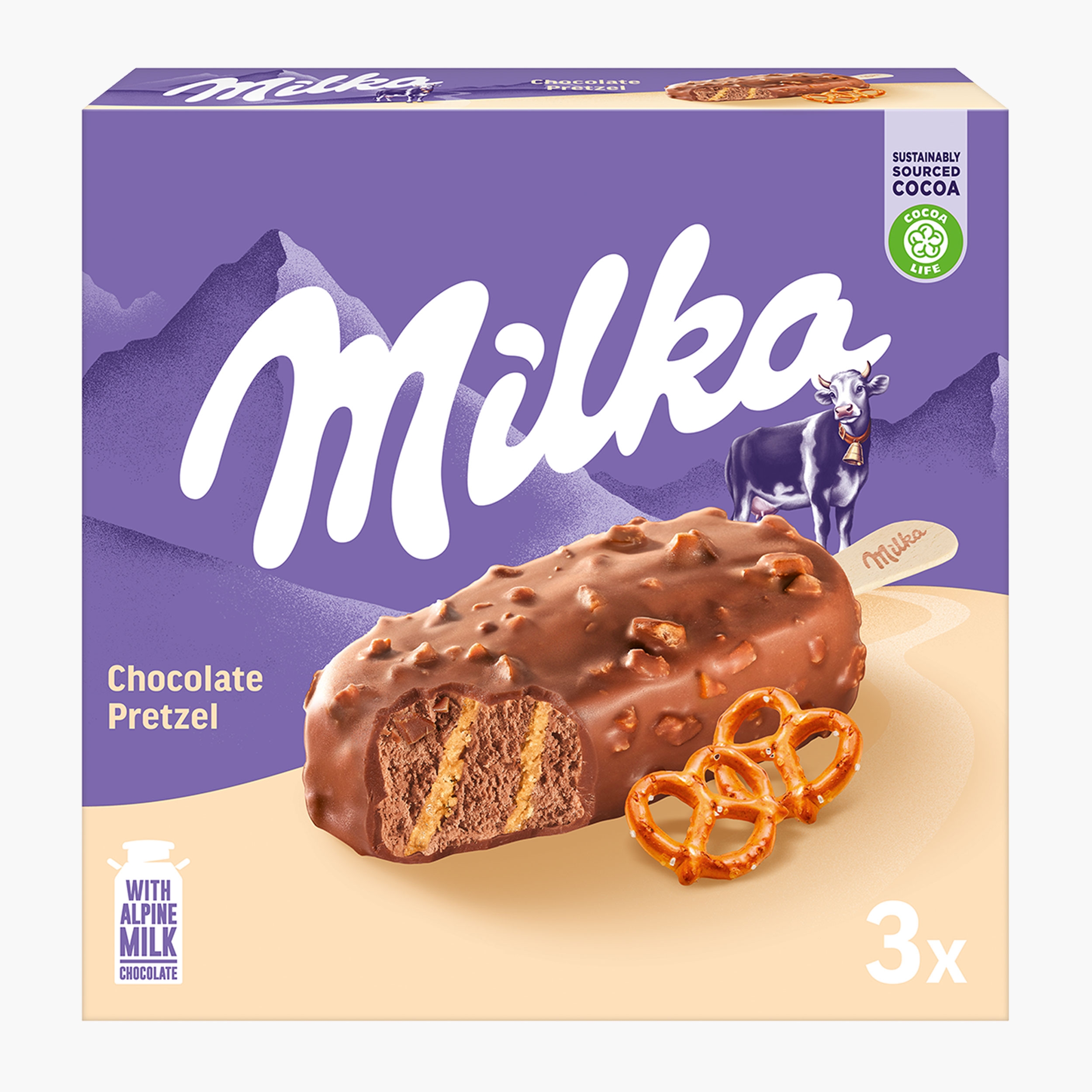 Înghețată Chocolate Pretzel 3x90ml (3x67g) - Prospețime și