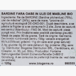 Sardine fără oase, în ulei de măsline, 120g