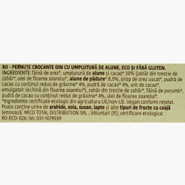 Cereale pernuțe crocante ECO din orez cu umplutură de alune, fără gluten 300g
