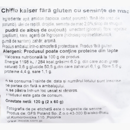 Chifle Kaiser cu mac, fără gluten, 2x60g (120g)