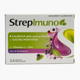 Strepimuno cu soc și echinacea, fără zahăr, 24 pastile