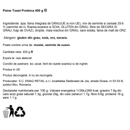 Pâine toast proteică 400g