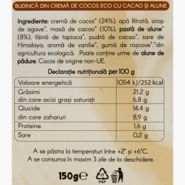 Budincă eco din cremă de cocos, ciocolată și alune 150g