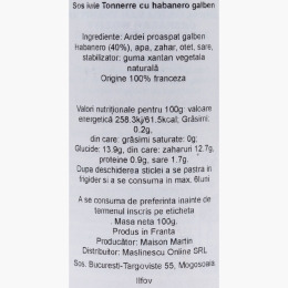 Măslinescu - Sos iute Tonnerre cu habanero galben 100g