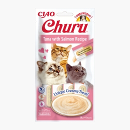 Recompense cremoase pentru pisici Churu Ton & Somon 4x14g (56g)