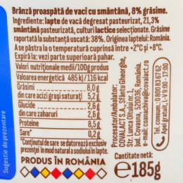 Brânză proaspătă cu smântână Făgăraș 8% grăsime 185g