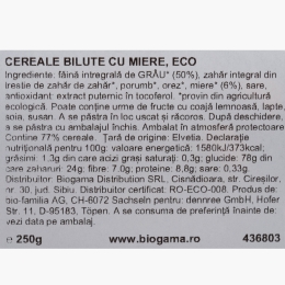 Cereale biluțe cu miere eco, 250g