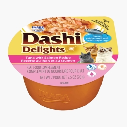 Hrană umedă pentru pisici Dashi Delights, cu ton și somon, 70g