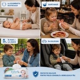 Șervețele umede pentru copii, 64 buc