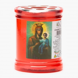 Candelă plastic cu capac anti-vânt, roșu 8.2cm