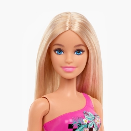 Păpușă blondă cu costum de baie roz, 3+ ani