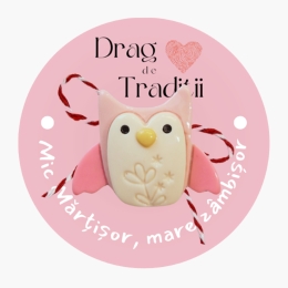 Mărțișor broșă Bufniță Visătoare, din rășină