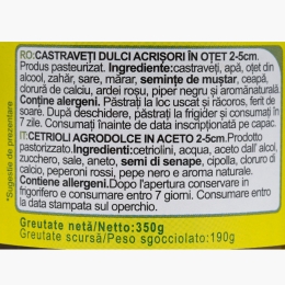 Mini castraveți dulci-acrișori în oțet 350g