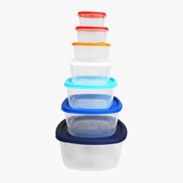 Set caserole pătrate cu capac, din plastic, 7 buc 