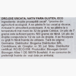 Drojdie uscată eco, fără gluten 7g