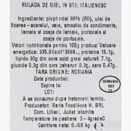 Ruladă din piept de miel în stil italienesc, feliată 400g