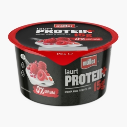 Iaurt proteic cu zmeură, rodie și goji, 0% grăsimi, 170g