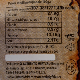 Parizer secuiesc de vită, feliat 250g