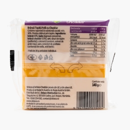 Brânză topită felii cu cheddar 140g
