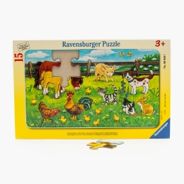Puzzle-Animale pe pajiște 15 piese 3+ ani