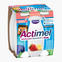 Iaurt de băut cu căpșuni și banane 4x100g