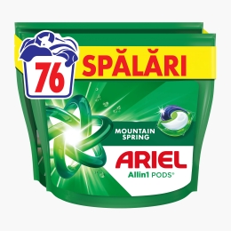 Detergent de rufe capsule All-in-One Pods Mountain Spring, 76 spălări, 76 buc