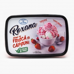 Înghețată cu aromă de frișcă și pastă căpșune 480g