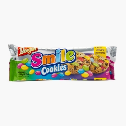 Fursecuri cu chipsuri de ciocolată și drajeuri de ciocolată glazurate Smile cookies, 100g