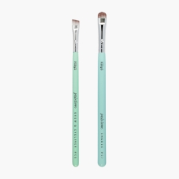 Set pensule make-up sprâncene și contur ochi, cu ceai verde, 2 buc