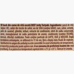 Snack carne de vită uscată și afumată Beef Jerky Teriyaki 45g