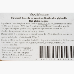 Fursecuri vegane din ovăz, cu aromă de lămâie, chia și ghimbir, fără gluten 200g