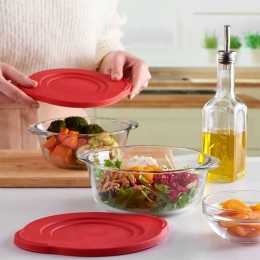 Vas din sticlă termorezistentă cu capac de plastic Borcam 1.45l