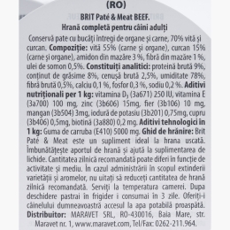Hrană completă pentru câini adulți, cu pate și bucăți de carne, cu vită, 400g