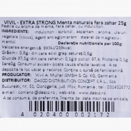 Bomboane Extra Strong mentă naturală fără zahăr 25g