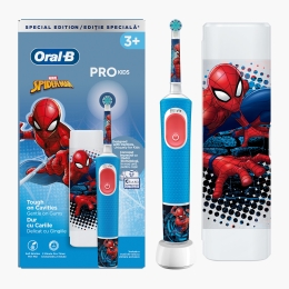 Periuță de dinți electrică Pro Kids Spider-Man2 moduri de periaj, 1 capăt, 4 autocolante, trusă de călătorie, pentru 3+ ani