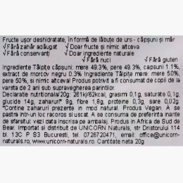 Jeleuri în formă de lăbuțe de urs, cu căpșuni și mere, fără zahăr adăugat 20g