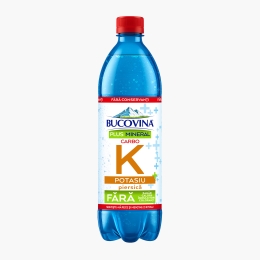 Apă minerală carbohidratată Plus Mineral Carbo Potasiu, cu gust de piersică  600ml