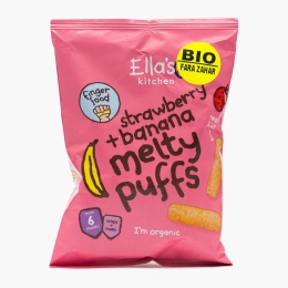 Pufuleți naturali eco cu căpșuni și banane, +6 luni, 20g