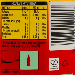 Băutură carbogazoasă cola lămâie, zero zahăr, 2l