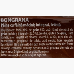 Pâine toast integrală Bongrana 600g