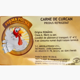 Pulpă curcan inferioară dezosată, cu piele, 500g