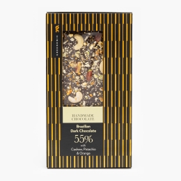 Ciocolată neagră Brazil cu nuci de caju, fistic și portocală 100g